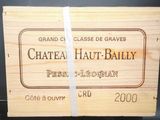 une boîte en bois sur laquelle est apposée une étiquette portant l'inscription « Château Haut - Bally »
