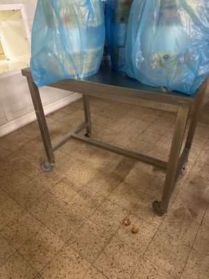 deux sacs de provisions posés sur une table dans une cuisine