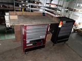 a workbench in a warehouse with a lot of tools