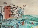 a painting of a painting of a horse race