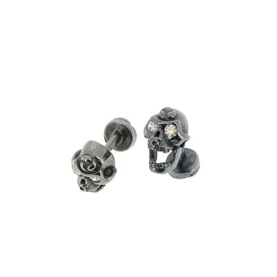 NIRWANA Boutons de manchette "Black Skull" en argent - PVD, …