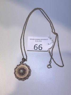 Collier plaqué argent orné d'un motif floral sur une chaîne