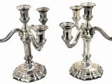 pair of antique silver plated candelabs
