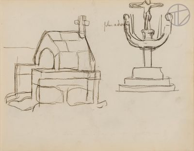 drawing of a candle and a house with a bird on top of it