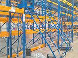 a large warehouse racking system in a warehouse with lots of shelves