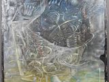 an image of a painting of a man riding a motorcycle