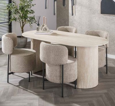 Table de salle à manger ovale URZA en céramique effet traver…