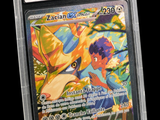 a close up of a pokemon card in a plastic holder