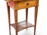 an image of a small wooden table with a drawer on top of it