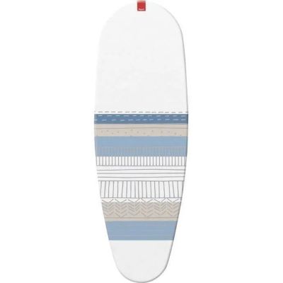 une planche de surf blanche ornée de rayures bleues et blanches
