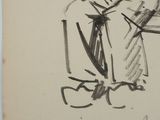 drawing of a man sitting on a chair with a guitar