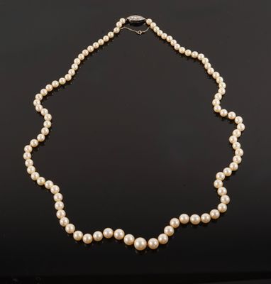 a pearl necklace on a black background