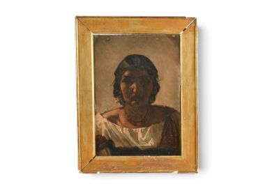 portrait d'une femme en robe blanche, dans un cadre doré