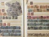 two pictures of a refrigerator with stamps on it
