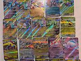 a large collection of pokemon cards displayed on a wall