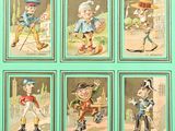 several pictures of cartoon characters are displayed in a green frame