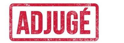 un tampon en caoutchouc rouge sur lequel est inscrit le mot « adjuge »