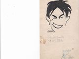 an old drawing of a boy with a black hair on a piece of paper