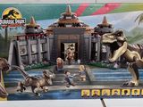 the box is open to show the contents of the lego jurassic set