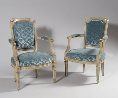 pair of louis xvi style armchairs