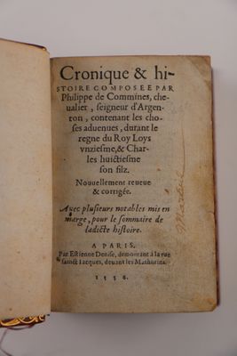 COMMINES (Philippe de). Cronique & histoire composée par Phi… - Photo 1