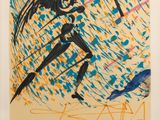 une image représentant un tableau où l'on voit une femme armée d'une épée sous la pluie