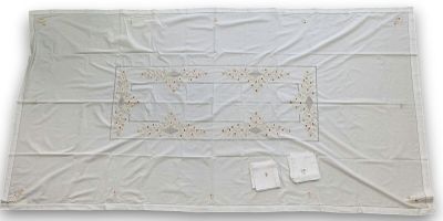 an image of a white cloth with a square design on it