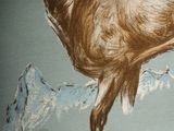 a painting of a goat that is on the wall