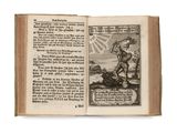 un livre ouvert sur lequel figure le dessin d'un homme tenant une épée