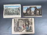 trois anciennes cartes postales représentant un homme et une femme assis sur un banc