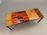 a table that has a colorful design on it