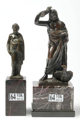 Deux sculptures en bronze à patine brune figurant "Jupiter" …