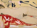 an image of a painting of a nude woman laying on a bed