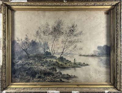 Magdeleine POPELIN (1869-?) - Paysage à l'étang