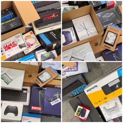 plusieurs photos montrant divers appareils électroniques dans une boîte