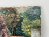 a painting on a wall with a painting of trees