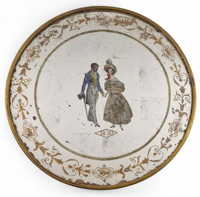PLATEAU DE CABARET (plateau de guéridon transformé) en verre…