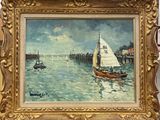 a picture of a painting of a sailboat on the water
