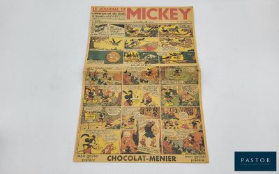 une bande dessinée de Mickey Mouse sur fond blanc, avec une bordure bleue