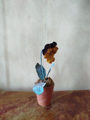 a small flower that is in a pot on a table