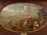 tableau représentant un tableau où l'on voit un groupe de personnes à cheval