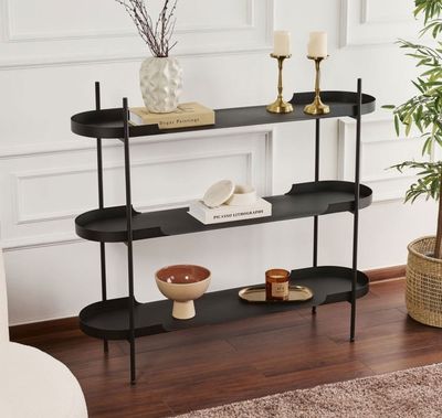Etagère ovale 3 niveaux SEMA, en métal noir, dimensions: 120…