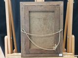 a picture of a wooden frame with a rope on it