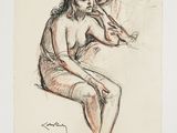 an image of a drawing of a man and a woman sitting on a couch