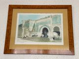 framed picture of an old picture of a building with people in it