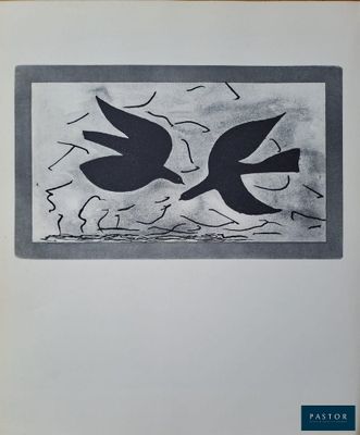 un dessin en noir et blanc représentant deux oiseaux survolant un plan d'eau