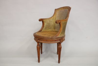 Fauteuil de bureau en bois naturel dossier et assise à fond … - Photo 1