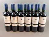 six bouteilles de vin rouge alignées sur une table