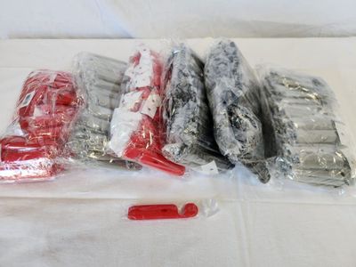 a bag of assorted items sitting on a table