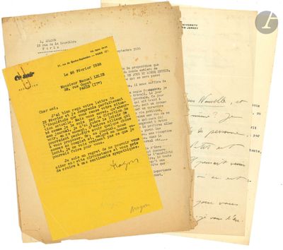 two old papers and a piece of yellow paper with writing on them